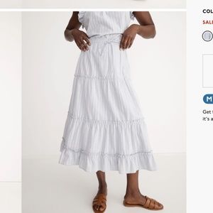 Madewell Striped Pull-On Ruffle Tiered Maxi Skirt NWT